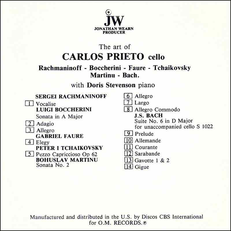 Carlos Prieto Cello